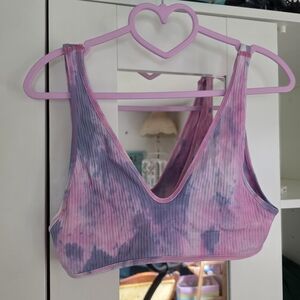 Urban Outfitters Pink & Purple Ribbed Tie-Dye Bralette